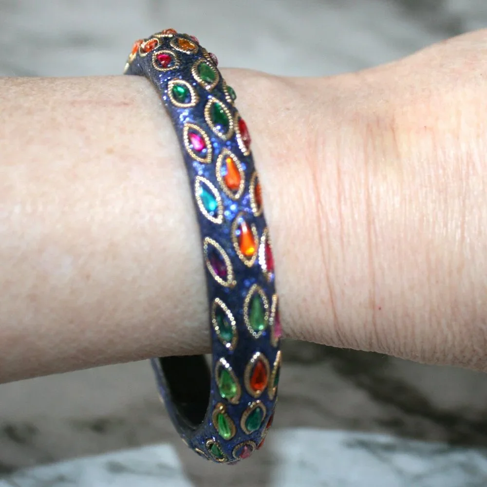 Bracelet Bangle Round Blue Sparkle Colorful Crystal Costume Jewelry Accessory